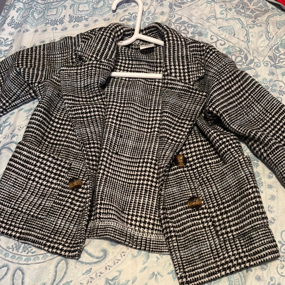 Kids Houndstooth Black and White Coat